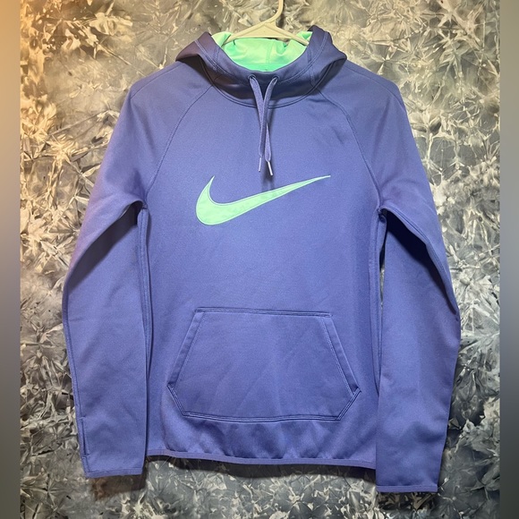 Nike Other - Nike dri-fit vibrant blue & teal swoosh pullover hoodie with thumb holes XS